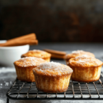 Cinnamon sugar French toast muffins cooling on a wire rack