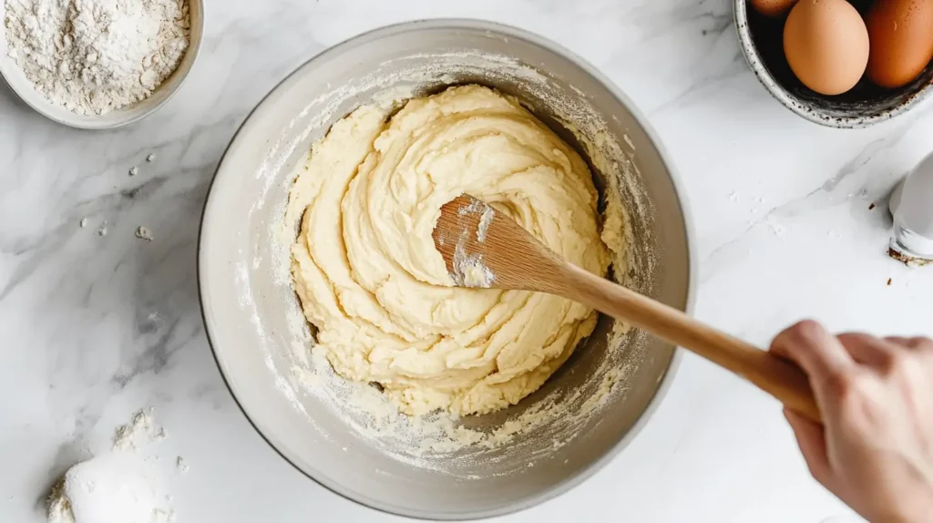 Mixing ingredients for banana muffins with almond flour in a bowl.