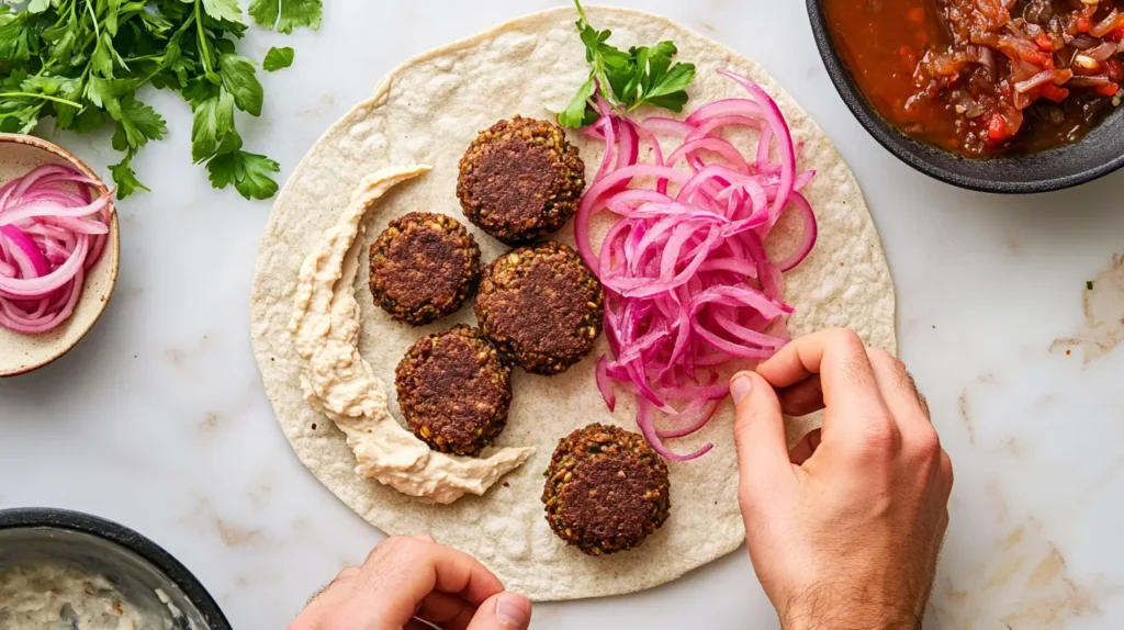 Step-by-step preparation of a homemade Spicy Falafel Pocket.